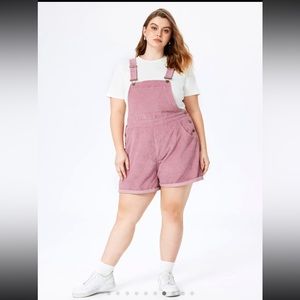 Cider Curve & Plus Corduroy Playsuit / Romper / Overalls - Pink - Size 2XL